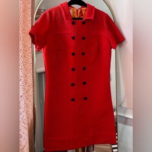 Original 60’s Mod Structured Red-Orange Mini Shift Dress